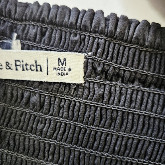 Abercrombie & Fitch Emerson Puff Sleeve Square Neck Flared Mini Dress in Black M - Picture 7 of 11